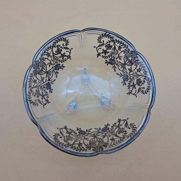 Glass Bowl With Silver Overlay - Picture 4 of 11